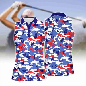 Camisas Jumasas Mulheres sem mangas Camisas pólo de golfe 3D Camuflagem impressa Camuflagem de desenho esportivo