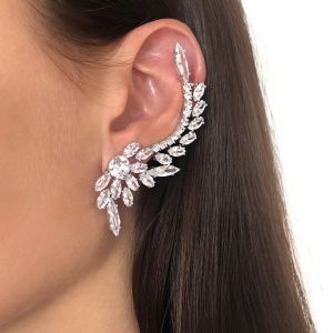Earrings Stonefans Zircon Ear Clip for Women Freering Free Grátis Y2K Bride Fashion 2023 Novos garotas Cuffs Jewelry Party Gift