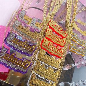 3umeter Custom Personalized Double Name Necklaces Acrylic Carved Sand Necklace Pendant Customization