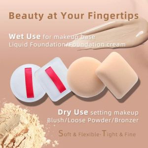 Puff 3 pedaços de maquiagem de maquiagem úmida seca Put para almofada de esponja de sopro para fundação para a fundação em pó macia e fofa