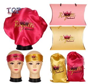 Customized Logo Hair Packing Set BonnetHeadbandBoxHair stickers Caring Extention Wig Hairs Sleep Caps and Barber Wai cloth2012672