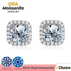 Серьги, сертифицированные GRA, Moissanite Diamond Необычные серьги с ореолом для женщин 925 Серебряная серебряная мода
