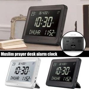 Odzież Azan Clock 8 Athan Sounds Większy ekran LCD Multimanguages ​​biurko Alarm Gregorian Muzułmańskie Kalendarze Modlitwa Hidżir C1v9
