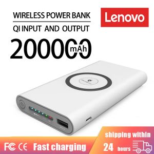 Casos Lenovo 200000mAh Wireless Power Bank Twoway Charging Fast PowerBank Carregador portátil Tipular Bateria externa para iPhone