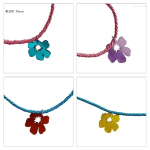 Choker European American Jewelry Novel Flower Pendant All-Match CLAVICLE CHAIN ​​JUSTABLE NYLON ROPE Cold Wind Neck