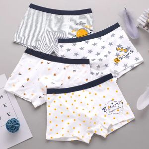 Biancheria intima 4pcs kid cotone antibatterico mutandine boy cartone animato stampare sottili brief traspiranti 3+y bambini bianche da bambino