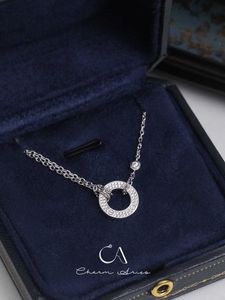 Designer trend Carter Gaoding Big Cake Full Diamond Ring Necklace S925 Pure Silver Gold Plated Fashion Light Luxury Simple Couple Collar Chain