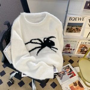 Polos American gothic spider Print Graphic Hoodie Fashion Autumn Winter Y2K Street Hip Hop Women vintage Oversized Hoodie Top