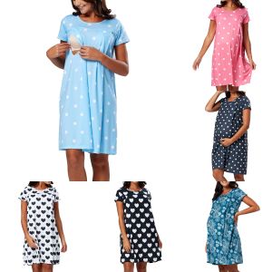 Levererar ny mammkläderklänning ammande klänningar Kort ärmsköterska klänning lämplig för förlossning på sjukhuset Q03005
