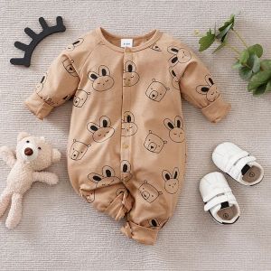 One-Pieces Baby Boys Girls Outfit Infant Cartoon Bear Clothes Toddler Onesie Costume Romper Jumpsuit 018 Months Long Sleeve Newborn Trendy