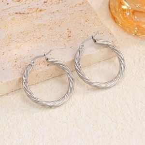 Hoop Earrings Stylish Twisted Rope For Women Lady Gold Plated Metal Beads Line Shaped Huggies Anti Allergy Ear Accessory