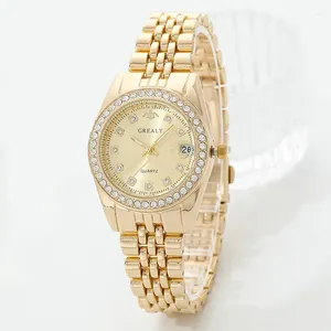 Relógios de luxo da moda Relógios de moda Relógios Ladies Quartz Classic Gold Silver Simple Femme Stainless Steel Band relógios