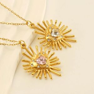 Pendant Necklaces Fashion Sunflower Necklace Stainless Steel Light Luxury Heart Choker Friendship Jewelry Party Gifts For Women Girls