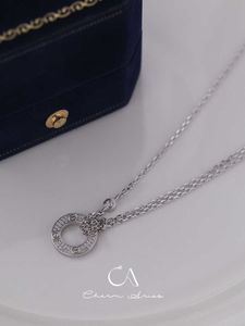 Designer Brand Carter Gaoding Big Cake Full Diamond Ring Halsband S925 Pure Silver Gold Plated Fashion Light Luxury Simple Par Collar Chain