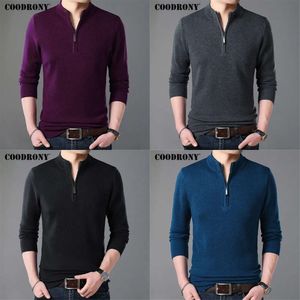 Marka Coodrony Knitwear SWEATER Men Ubrania jesienne zima gruba ciepła wełna pullover swobodny zamek błyskawiczny Pull Homme 8142 201125