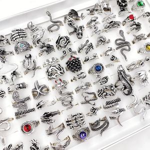 12pcs/Lot Vintage Punk Snake Dragon Animal Devils Regulowane Oko Pierścienie dla mężczyzn i kobiety Mieszane otwarte biżuteria Hip Hop Gothic Prezent 240416