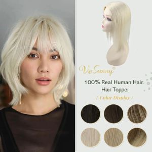 Toppers Vesunny Hair Topper Topper Full Testa Full Base Mono Base Topper Real Human Hair Made Toupee con clips 3*5 pollici neri e biondi