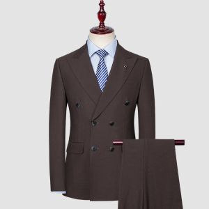 SUITS 2023 Nuovi uomini (abito + gilet + pantaloni) Business a doppio seno casual moda micro elastico matrimonio miglior uomo 3/2 pezzi set