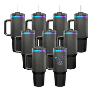 Laser personalizado 40oz ombre azul roxo sob o pó de vácuo a vácuo aço inoxidável de paredes duplas com tampa e palha de melhor valor presentes 20pcs pacote pronto para enviar