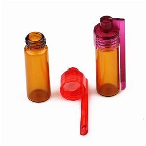 New Packing Bottles Wholesale Colorf 36Mm 51Mm Travel Size Acrylic Plastic Bottle Snuff Snorter Dispenser Glass Pill Case Vial Container Ottxo