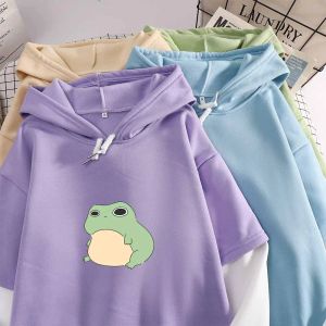 Sweatshirts Color Block Girl Hoodies Kawaii Frog Hoodie übergroß