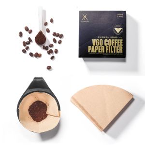 تنقية Recafimil Coffee Filter Paper Count Factable Coffer Filters Natural Cone Vshaped Fshed غير المسبق فلتر القهوة V60 القهوة