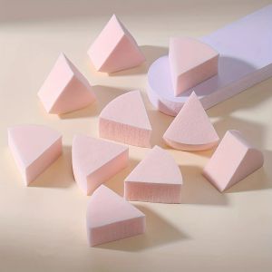 Puff 50st Triangle Makeup Blender svampar för full ansiktskurva blandning täckning, grädde, flytande foundation, mini skönhetsapplikator