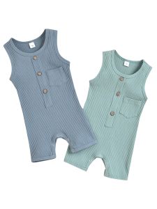 One-Pieces Citgeett Summer Solid 024M Newborn Baby Boys Girls Vest Style Jumpsuit Fashion Romper Short Pants Clothes