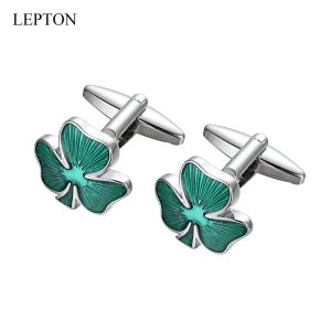 Links Lepton Green Clover Cufflinks para casamento Moda Irlanda Irlanda Shamrock Cuff Links Dress Cirche Bufflink Business Gifts