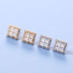 Hot Selling Square Zircon Sier Needle Earrings for Men Women, Simple and Fashionable Accessories