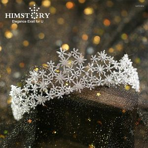 Hair Clips Luxury Micro Paved Full Cubic Zircon Tiara Snowflake Zirconia Crown CZ Diadema Novia Bridal Headpiece Wedding Accessories