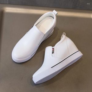 Sıradan Ayakkabı Orijinal Deri Beyaz Kadın Kama Sabitlik Platformu 2024 Bahar Kadın Kayması Kışta