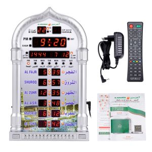 ROUPAS AZAN MOSTE CALENDÁRIO MULIMINE 12V ORGULO DE PARENDO RELÓGIO DE PAREDE COM REMOTO DE CONTROLE DE CONTROLE DE REMOTO ALARME ISLÂMICO AZAN AZAN CALENDAR RAMADAN decoração