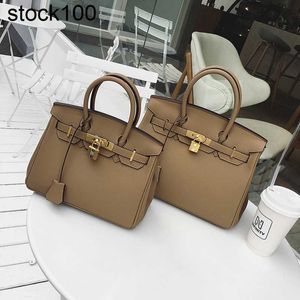 Platinum Handbag Bag Women's 2024 Fashion Trend Litchi Pattern Handbag Leisure Versatile One Shoulder Crossbody Handmade Genuine Leather