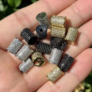 Strängar 5st/Lot Zirconia Pave Cylinder Bar Spacer Bead smyckesfynd för anpassade designarmband halsbandshand