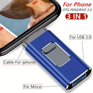 Drives For iPhone Flash Drives 128GB 3.0 USB 3in1 Mirco Memory Drive 1TB 256GB 512GB Android Photo Stick Compatible with Mobile Phone