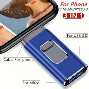 Драйвы для iPhone Flash Drives 128GB 3.0 USB 3IN1 MIRCO MEMIMES DRIP 1 ТБ 256 ГБ 512 ГБ Android Photo Plect Совместите с мобильным телефоном