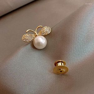 Brooches Lady Creative Pearl Bee Brooch Suits Dress Pins Simple Elegant Birthday Gift Butterfly Badge Tie Clip Adult Corsage