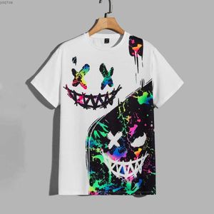 メンズTシャツストリートファッションTシャツメン用ヒップホッププリントTシャツハンサム男性Tシャツプルオーバーマン特大服2024L2404