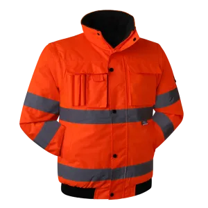 Kurtki zima wysoka widoczność ciepła kurtka dla mężczyzn Fluorescencja pomarańczowej wodoodpornej kurtki odblaskowa odzież robocza bombowca