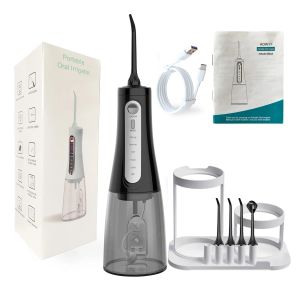 Irrigatorer Oral Irrigator med förvaring Holder Proterable Water Flosser laddningsbara 5 lägen Dental Water Jet 350 ml Tank IPX7 Waterproof 6 Jet