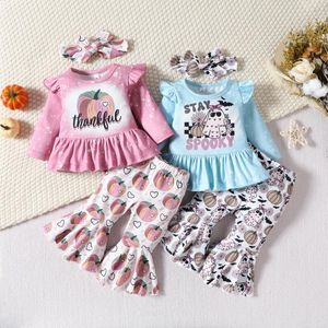 Set di abbigliamento autunno natalizio bambino outfit per lettere topspkkin santa flare pantaloni abbanello di halloween abiti