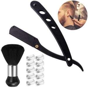 Clippers Barber Trimmer per uomo Manuale in acciaio inossidabile Spazzola per shover Spazzola da 10 pezzi Kit Blades Kit Strumento