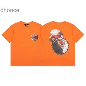 Herrendesigner kurzärmeligem Modetrend Trendy Ausrüstung gedrucktes Ärmel-T-Shirt mit metallischem Muster runder Nacken Herren Orange Halbhemd