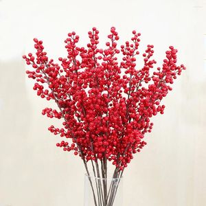 Decorative Flowers 2pcs Artificial Red Rich Berry&artificial Fruit Plant Berries For Home Decoration Wholesale