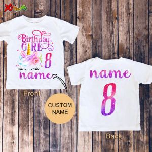 Blazers Girls Unicorn День рождения футболка Back Print Frort Frort Frort Froot Rirt Rush