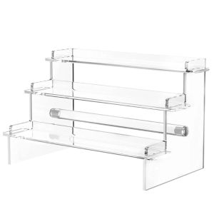 Racks 3 camada acrílica exibição stand rack prateleira de cerâmica rack rack de argila estatueta stusp stand transparente escada prateleira stand