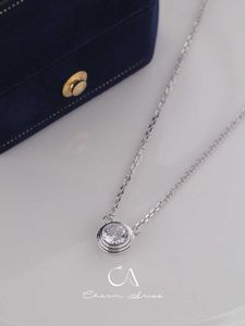 Designer Brand Carter Classic Simple UFO Round Diamond Bubble Necklace with Pure Silver Plating Fashionable and Versatile Unique Design Collar Chain