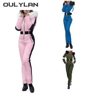 Sets 2024 Women Ski Anzug Winter im Freien im Freien warme Jumpsuit wasserdichtem Onepiece Snowboard Outdoor Sports Reißverschluss -Ski -Suiten