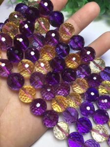 Halsketten lose Perlen Ametrine rund facettiert 412 mm Großhandel für DIY -Schmuck Halskette 36 cm